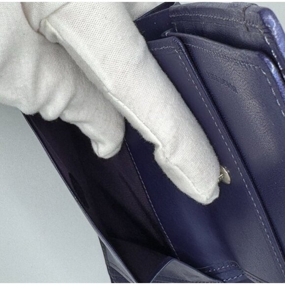 Burberry Bifold Wallet In Navy Blue Leather With Inner Logo Print - Picture 11 of 15